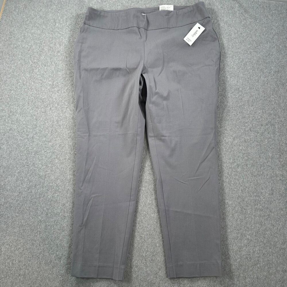 Crown & Ivy Ashley Pull On Pants Gray Women's 16 Flat Front Ankle Straight Leg